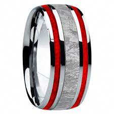 9 Mm Meteorite Mens Wedding Bands M740fs Red Wedding Rings Unique Cool Wedding Rings Mens Wedding Rings