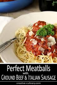 These Really Are The Perfect Meatballs With Ground Beef And Italian Sausage Giving Perfect Meatballs Ground Beef Italian Sausage Recipe Italian Sausage Recipes