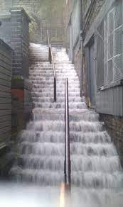 Rain Run Off Newcastle England Stairs Waterfall Stairways