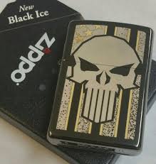 Black and metallic gold seem to work perfectly together no matter how you combine the colors. Zippo American Flag Punisher Gold Skull Stars Stripes Limited Edition Black Ice Jack Rabbit S Vintage