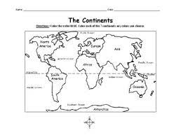 Each state is colored to the various color and has wrote the name. Color The Continents By Interactive Printables Tpt