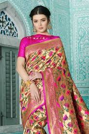 Beige Gold Pink Multicolor Woven Paithani Saree In 2020 Saree Silk Sarees With Price Peacock Design