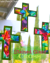 Stained glass ideas for kids. Stained Glass Cross Craft Mom On Timeout