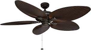 Ceiling fans can lower energy costs. Honeywell Palm Island 52 Inch Tropical Ceiling Fan Five Palm Leaf Blades Indoor Outdoor Damp Rated Bronze Amazon Com