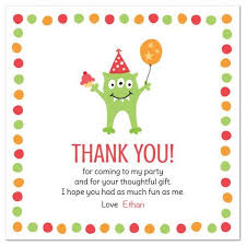 Monster With Three Eyes Balloon And Party Hat Birthday Party Thank You Card With Personalized Text Birthday Thank You Cards Birthday Thank You Monster Birthday Party Invitations
