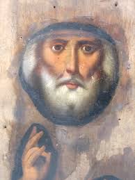 ANTIQUE C.19TH CENTURY ORTHODOX MINIATURE BRONZE ICON ST. NICHOLAS  WONDERWORKER $99.00