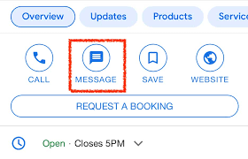 MESSAGE OPTION OF GOOGLE MY BUSINESS PROFILE 