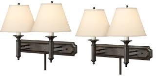 Medallion Lighting Double 2 Light Dimmable Plug In Hammertone Bronze Armed Sconce Wayfair