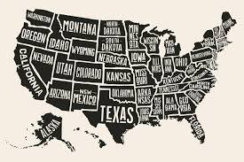 Poster Map Of United States Of America With State Names Black And White Print Map Of Usa For T Shirt Poster Or Geograph United States Map Usa Map America Map