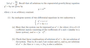 Solved Dy Dt Recall That All Solutions To The Exponential Chegg Com