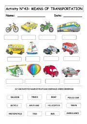 English Teaching Worksheets The Transports Transportation Worksheet Transportation Preschool Transportation Activities