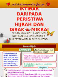 Umat islam bersatu padu, bebas mengamalkan ajaran islam, dakwah disebarkan secara meluas, negara madinah maju, bukti kebijaksanaan nabi muhammad, rakyat hidup aman damai, iktibar hijrah: Iktibar Hijrah Dan Israk Mikraj