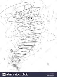 Cartoon Strichmannchen Zeichnen Konzeptionelle Darstellung Der Mann Weg Von Tornado Storm Durchgefuhrt Stock Vektorgrafik Alamy