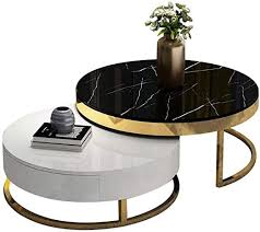 Nesting Coffee End Tables Round Sofa Side Cocktail Table With Marble Table Top Amp Metal Frame For In 2020 Marble Table Coffee And End Tables Marble Table Top