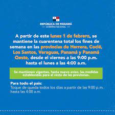(cnn español) — el gobierno de panamá implementará cuarentena total desde el lunes 4 de enero al lunes 14 de enero en las provincias de panamá y durante la cuarentena, en esas dos zonas solo se permitirá la movilidad por género, según el día, y por hora, de acuerdo con el último número del. A Partir Del Lunes 1 De Ministerio De Salud De Panama Facebook