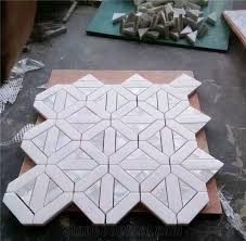 Blue tile and painted floors add color to the white space. Pure White Marble Mix Blue Savoy Basketweave Mosaic Panel Bathroom Wall Tile Xiamen Gofar Stone Co Ltd