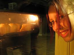 Dan watching the oven