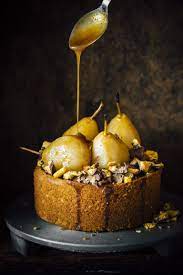 Ginger Cake With Salted Caramel Poached Pears Sugar Et Al Desserts Ginger Cake Sweet Recipes