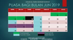 Kalendar puasa sunat dan wajib 2020 di malaysia 1441 1442h. Jadual Puasa Bulan Jun Masjid Al Husna Bandar Sunway Facebook