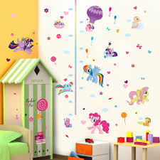 Cartoon Colorful Horse Child Height Measure Growth Chart Wall Sticker For Kids Room Nursery Girl Bedroom Art