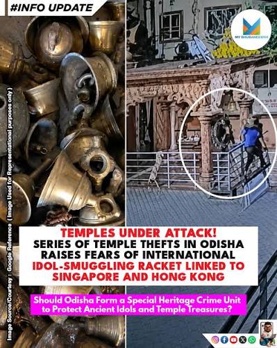 STOLEN ODISHA TEMPLE IDOLS ALLEGEDLY SMUGGLED THROUGH INTERNATIONAL NETWORKS TO MARKETS IN SINGAPORE, HONG KONG AND EUROPE A rising wave of temple thefts across Odisha has triggered alarm over possible links to