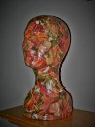 A Styrofoam Head I Decoupaged With Tissue Paper Art N Craft Styrofoam Head Art