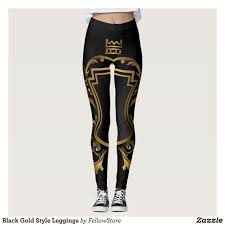 Black And Gold Leggings Black Gold Style Leggings Zazzle Com Leggings Fashion Black Fashion Gold Style