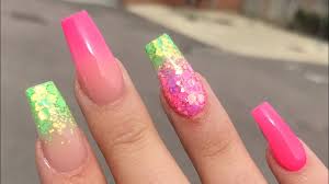 Neon pink nails | neon acrylic nails, acrylic nails yellow. Acrylic Nail Tutorial Neon Nails Youtube