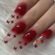 Suitable for acrylic nail extension or uv gel nail extension. Nails By Mollie On Instagram Red Ombre Butterfly S A Recreation Of My Blue One I Did A Few Coffin Nails Designs Cute Acrylic Nail Designs Red Ombre Nails