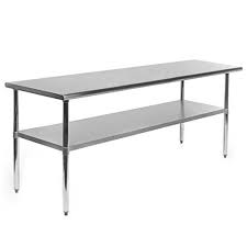 Stainless steel work tables are designed for ingredient prep, plating your menu items, holding utensils and countertop equipment until needed and otherwise creating a large enough space for your kitchen staff to work. Gridmann Stainless Steel Commercial Kitchen Prep Work Table 72 In X 24 In Local Home Stainless Steel Prep Table Kitchen Work Tables Commercial Kitchen