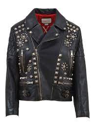 Gucci Studded Embellished Leather Jacket In Black Modesens Distressed Leather Jacket Gucci Jacket Designer Leather Jackets