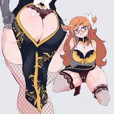 1girls ass big breasts black panties blue eyes breasts cheongsam  dress female female only fishnets freckles ginger ginjaninjaowo glasses  long hair panties solo solo female thick thighs thighhighs youtube 