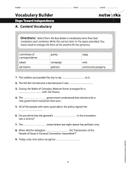 Ehms Texas History Chapter 10 Vocabulary And Vocabulary Builder Worksheet Assigned