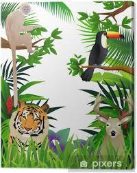 Personalization for canvas print seamless watercolor illustration of tropical leaves, dense jungle. Wild Animal In The Jungle Canvas Print Pixers We Live To Change