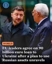 European Union leaders agreed on Friday to provide a massive interest-free  loan to Ukraine to meet its military and economic needs for the next two  years, but they failed to bridge differences
