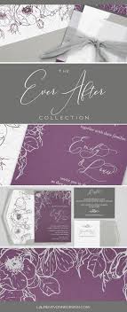 Fall Plum And Gray Modern Floral Wedding Invitation Purple Silver An Lavender Wedding Invitations Modern Floral Wedding Invitations Grey Wedding Invitations