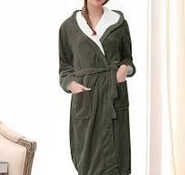 Flannel Bathrobe for Women Hooded Pajamas Bath Spa Robe Premium Plush Robe  Soft Warm Fleece Sherpa Shaggy Homewear (3XL, Army Green)