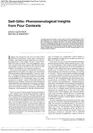 Self-Gifts: Phenomenological Insights from Four Contexts