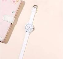 Kids' Cute Kitten Watch with Quartz Movement & Low-Voltage - Adorable Face & Paw Print Design, White/Pink/Black ' & ' * for Casual Attire