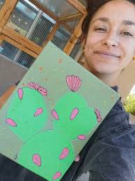 Cactus Bloom Acrylic Painting: Southwest Desert Art (8x10)