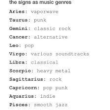 Music Genres Zodiac Signs Music Genres The Zodiac Signs
