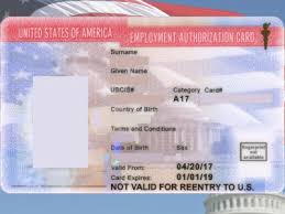 This document is given to u.s. Employment Authorization Document Ead General Work Permit