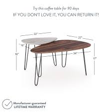 Keya antique brass nesting coffee tables options. Bodhi Mid Century Nesting Coffee Table Set Of 2 Faux Marble Walnut Finish And Black Legs Nathan James