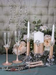 4.7 out of 5 stars. Amazon Com Rose Gold Wedding Set Silver Crystal Wedding Champagne Glasses Wedding Unity Candle Set Rose Gold Wedding Cake Server And Knife Set Of 7 Handmade Products