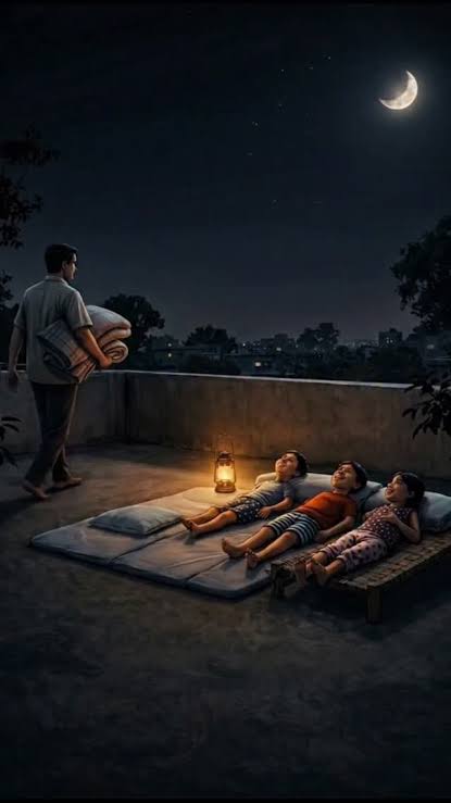 Remember 🥹 sleeping on the rooftop during summer nights, Those nights when  the whole family would go to the terrace with mattresses, No AC, no  coolers, just the open sky and a soft breeze, Lying down ...