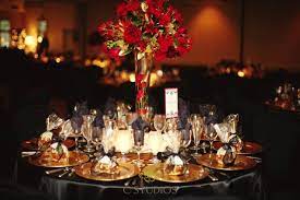 Flowers On Orchard Lane Wedding Gallery Gold Wedding Decorations Wedding Colors Red Gold Wedding Theme