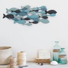 Decoracion De Pared Banco De Peces De Metal 71x26 Lucia Maisons Du Monde