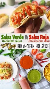 Salsa Roja And Salsa Verde Recipes Taco Shop Red Green Hot Sauce Recipe Salsa Verde Recipe Mexican Food Recipes Hot Sauce Recipes