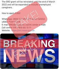 Who must apply for the r350 unemployment grant? Sassa On Twitter Please Be Vigilant Of The Below False Information That Does Not Come From Sassa No Applications Of The Special Covid 19 Srd Grant Will Be Made Via Telephone Email Or Ussd Details Date