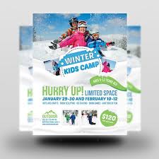 Kids Winter Camp Flyer Template Winter Camping Kids School Winter Kids